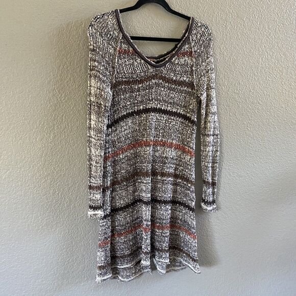 Free People Tunic Womens Small Life's a Beach Stripe Open Back Sweater Dress - Picture 3 of 13